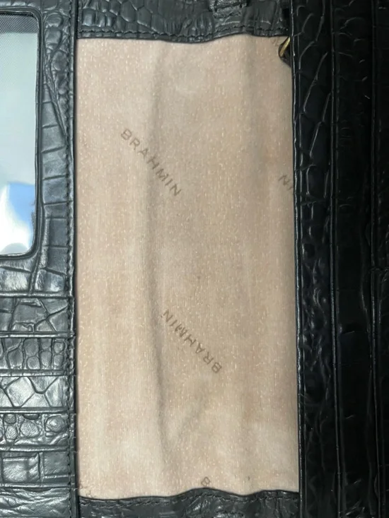 Brahmin Black Croc Embossed Leather Crossbody Wallet Clutch Tassel - Picture 9 of 14